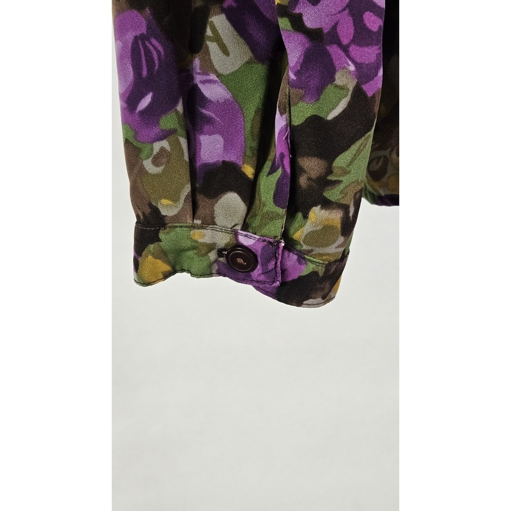Southern Lady Floral Pleated Front Longsleeve Button Front Blouse - Picture 5 of 10
